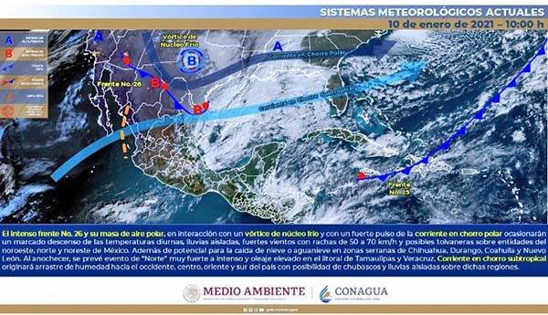 Provoca frente frío bajas temperaturas
