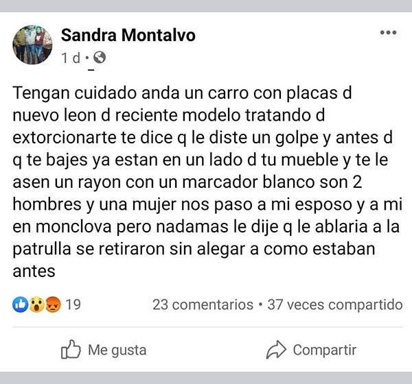 Extorsionan con falsos choques en Monclova