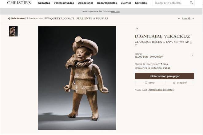 Identifica México 30 piezas de su patrimonio en subasta