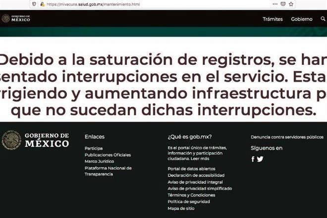 Suman 12 horas fallas en sitio de registro para vacunas