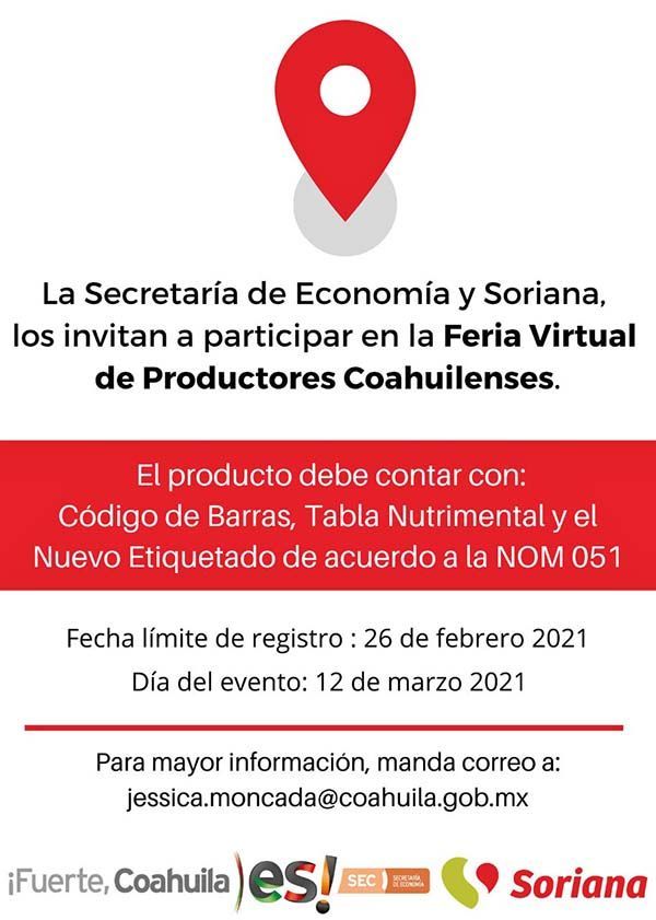 Ofrecerá Coahuila Feria Virtual de Productores