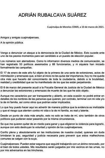 Denuncia Alcalde de Cuajimalpa extorsiones