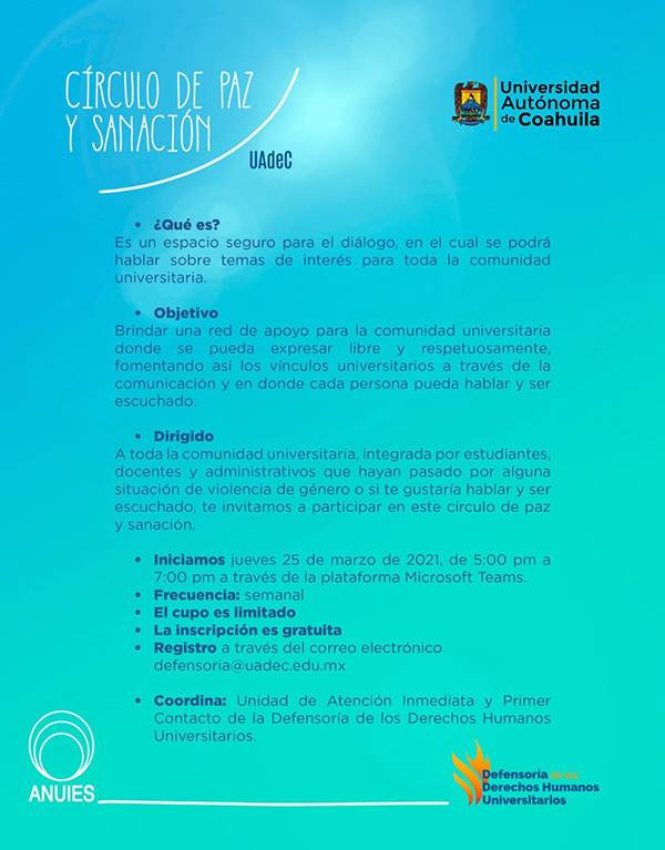 Convoca UAdeC a «Circulo de Paz»