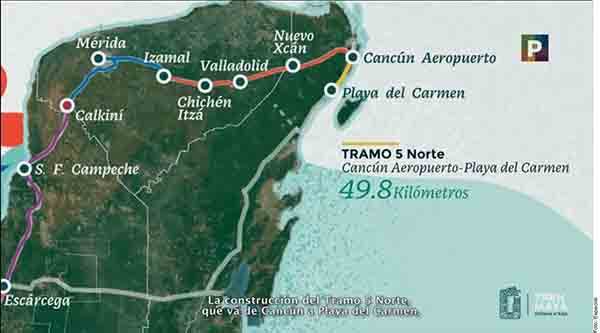 Tramo 5 del Tren Maya será construido en un segundo piso