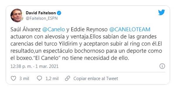 Se enganchan ‘Canelo’ y Faitelson en Twitter