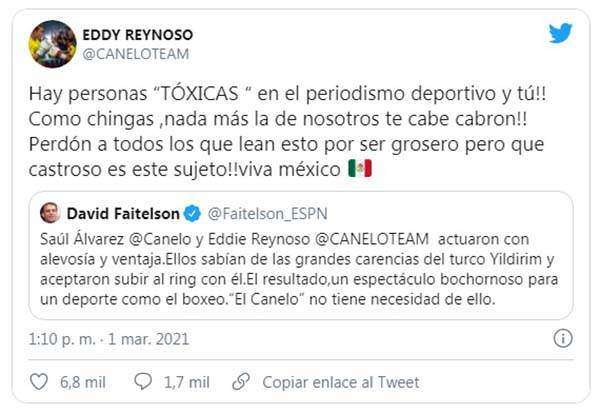 Eddy Reynoso, entrenador del Canelo Álvarez, explota contra el periodista David Faitelson