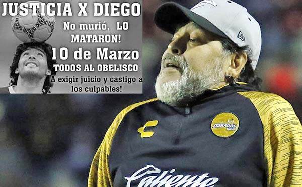 Convocan a marcha por Diego Maradona porque ‘Lo mataron y queremos justicia’