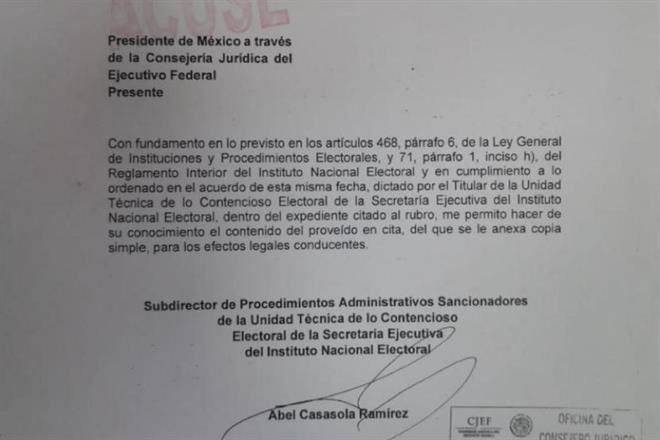 Desmiente INE a AMLO: se le notificó de apercibimiento
