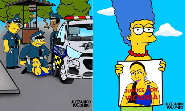 ¡Al estilo Los Simpson! Piden justicia para Victoria Salazar desde Springfield