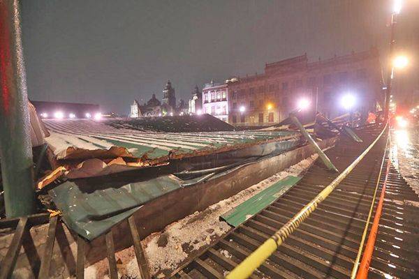 Granizo en CDMX Colapsa techo del Templo Mayor