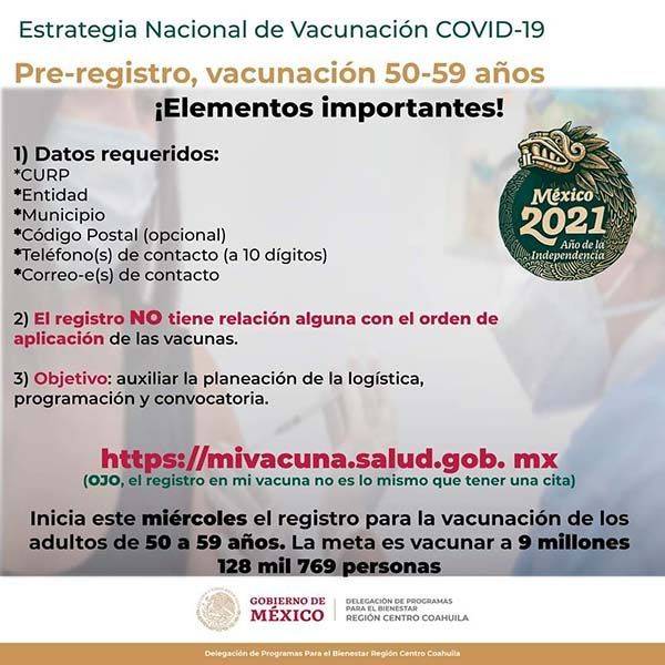 Inicia hoy el pre-registro para adultos de 50 y más