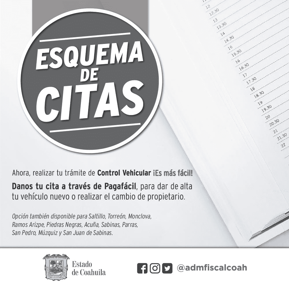 AGENDA TU CITA EN LA ADMINISTRACIÓN LOCAL DE COAHUILA MÁS CERCANA Y EVITA FILAS