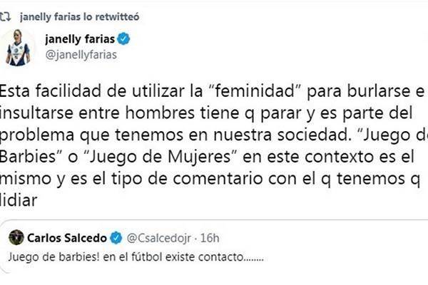 Señala Farías a Salcedo por comentario machista