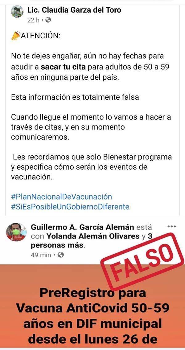 Desmienten registro para vacunación de 50 y más