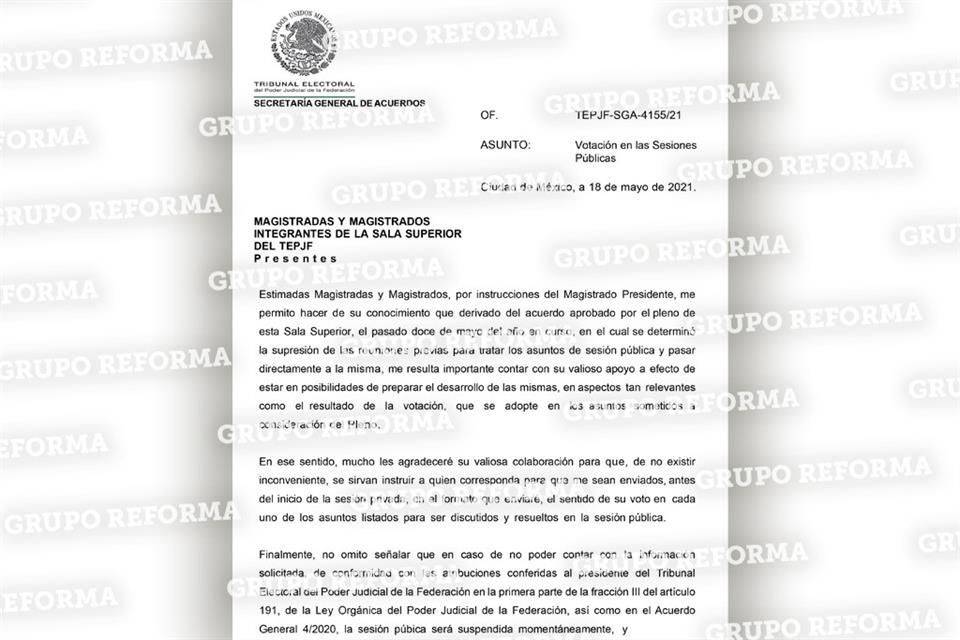 Obligan a Magistrados del TEPJF a revelar sentido de votos
