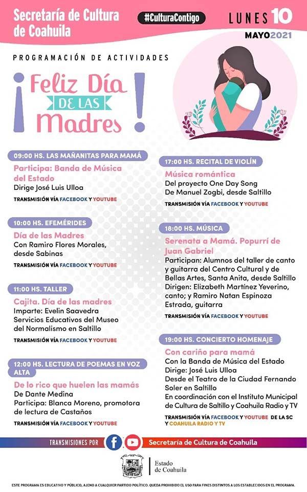 Festejará Cultura Día de las Madres