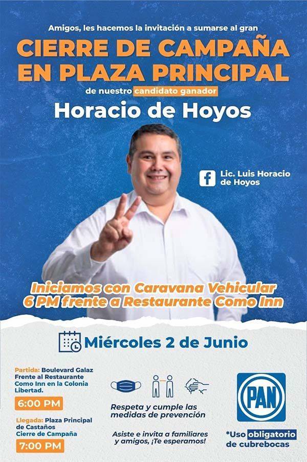 Invita Horacio a su cierre de campaña