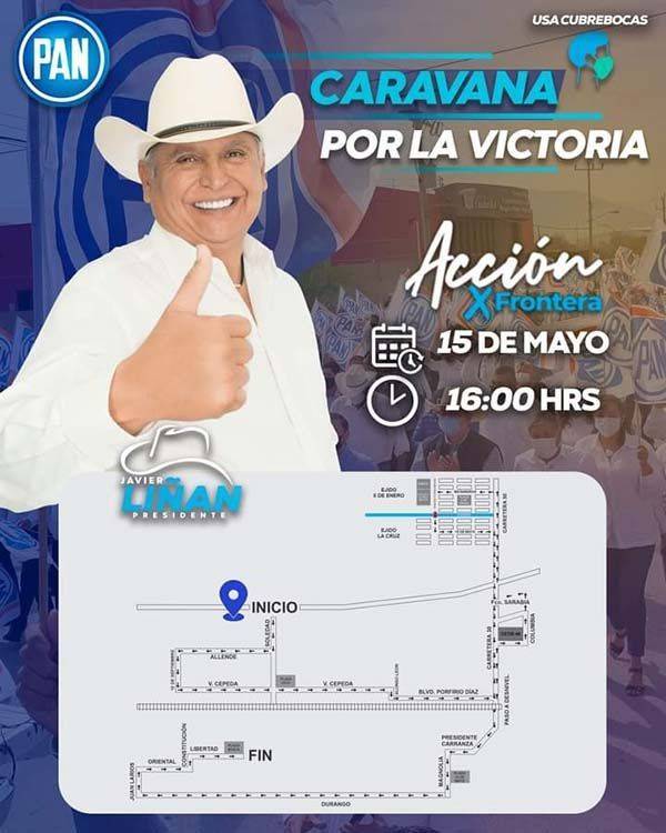 Convoca Javier Liñán a caravana de la victoria