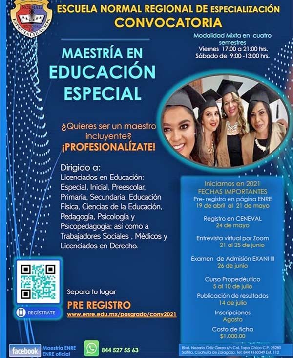 Convocan a maestría en educación especial
