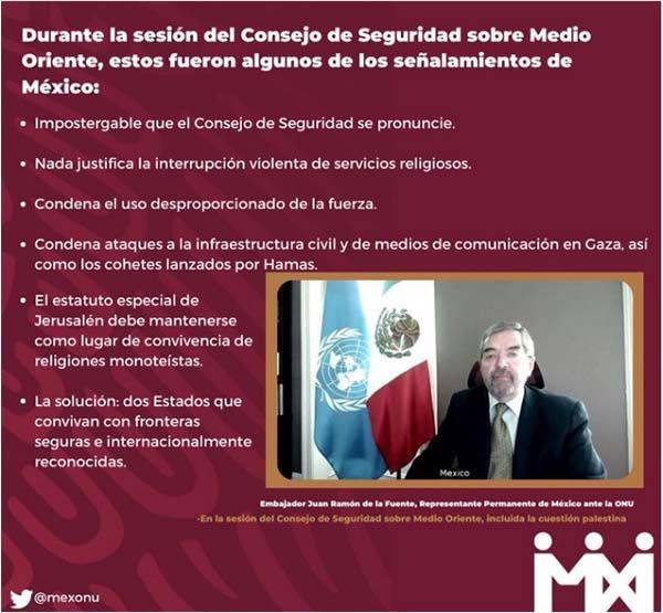 México pide a líderes de Israel y Palestina a no incitar a la violencia