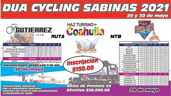 Sabinas será sede de evento ciclista
