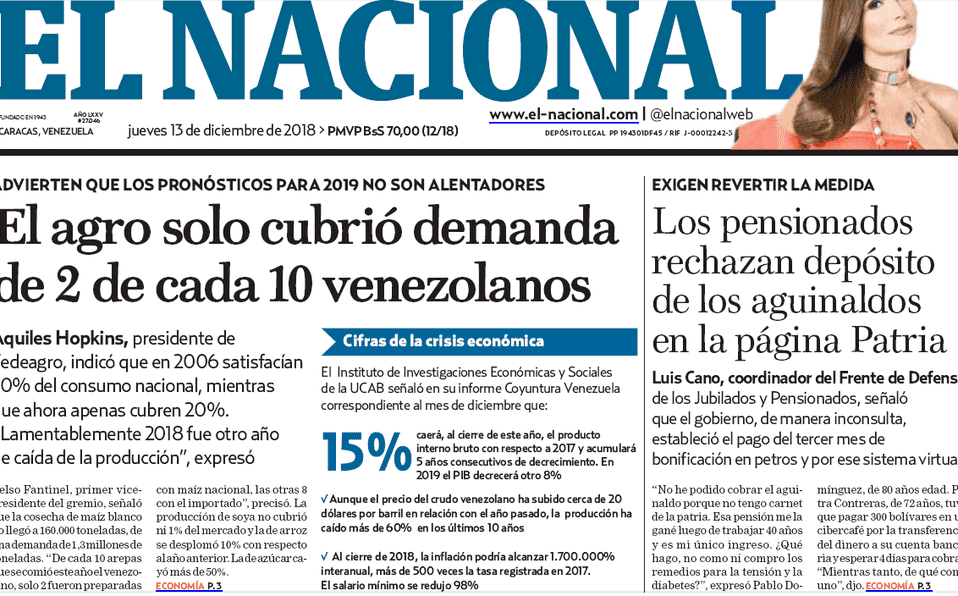 En Venezuela, embargan sede del diario El Nacional tras fallo millonario por daño moral
