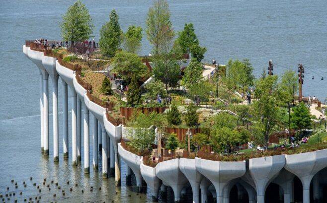 Inauguran Little Island, el nuevo parque que «flota» sobre el río Hudson en Nueva York