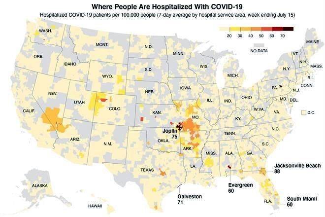 Aumentan hospitalizaciones por Covid en 45 estados de EU