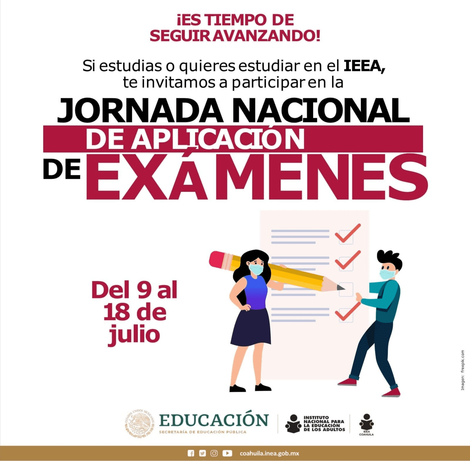 JORNADA NACIONAL DE APLICACIÓN DE EXÁMENES DEL INSTITUTO ESTATAL DE EDUCACIÓN PARA ADULTOS DE COAHUILA