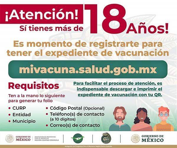 Vacunarán a jóvenes de entre 18 a 29 años
