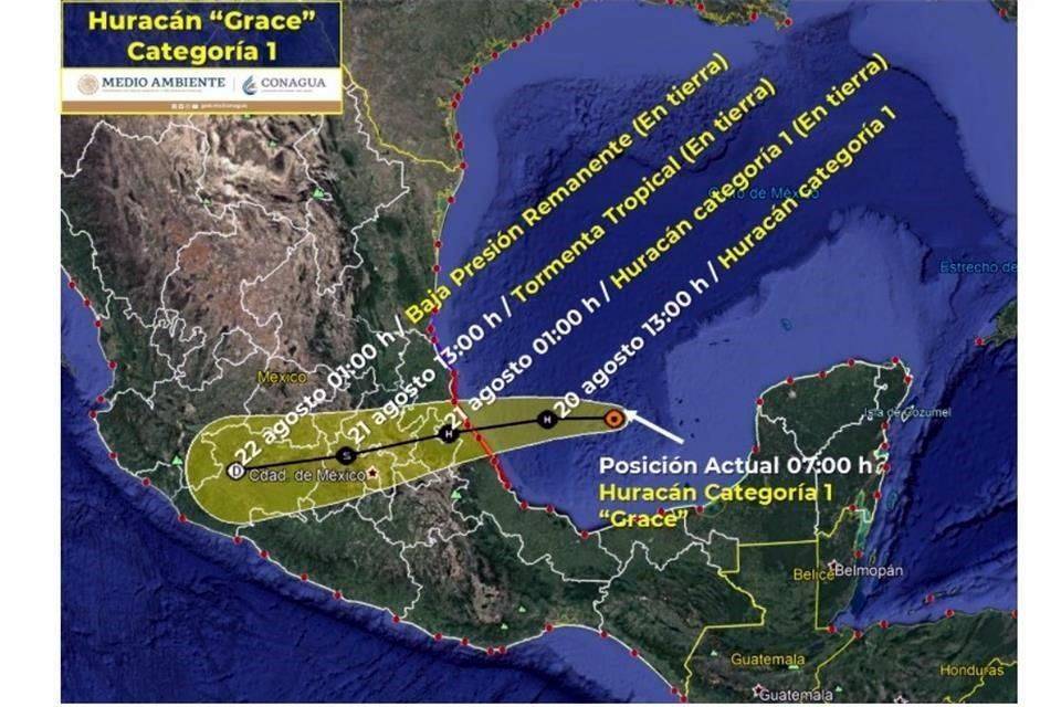 Se reintensifica ‘Grace’ a huracán categoría 1