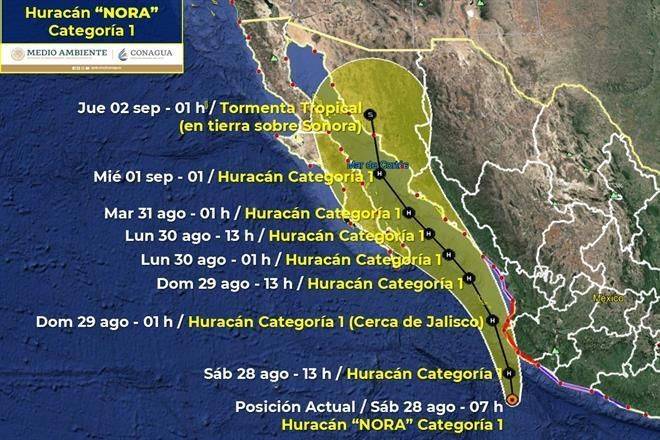 Evoluciona ‘Nora’ a huracán categoría 1