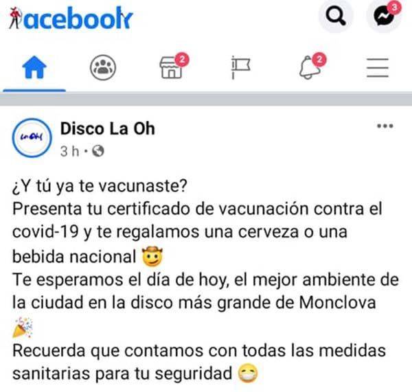 Ofrecen descuentos a personas vacunadas