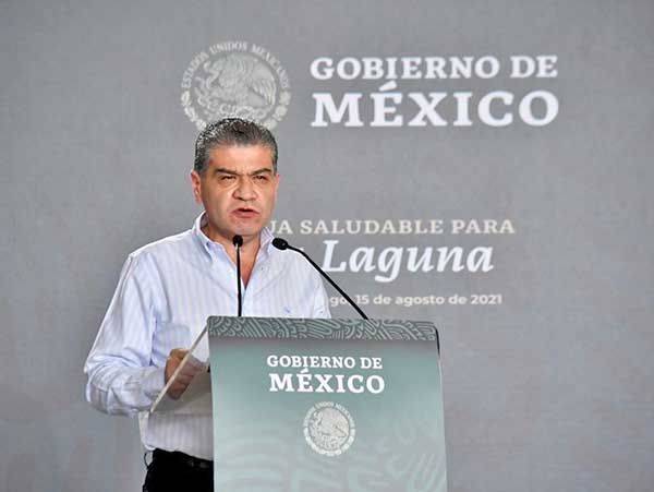 Discurso Oficial del Gobernador Riquelme en la Gira Presidencial del Mandatario Andrés Manuel López Obrador temática del Proyecto Agua Saludable para la Laguna