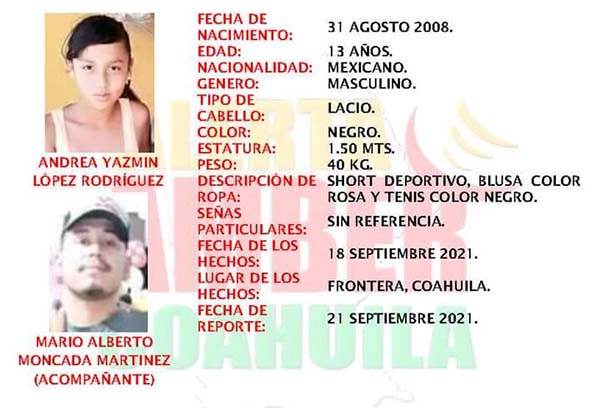 Activan alerta por niña desaparecida
