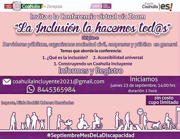 Invitan a conferencias sobre la discapacidad