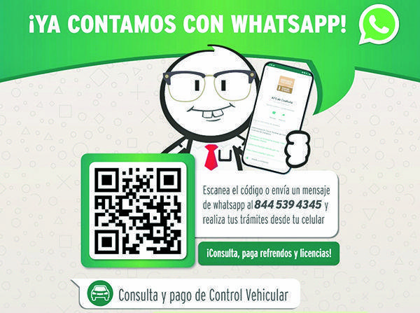 Invitan a realizar trámites vehiculares en WhatsApp