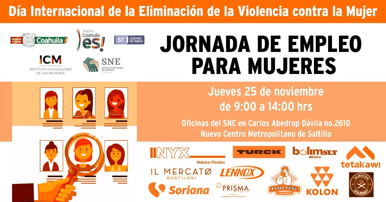 INVITA SECRETARÍA DEL TRABAJO DE COAHUILA A JORNADA DE EMPLEO PARA MUJERES