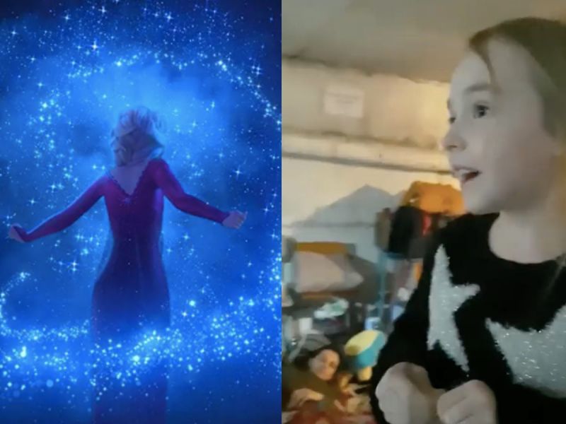 Niña ucraniana conmueve al cantar ‘Libre Soy’ de Frozen escondida en un búnker