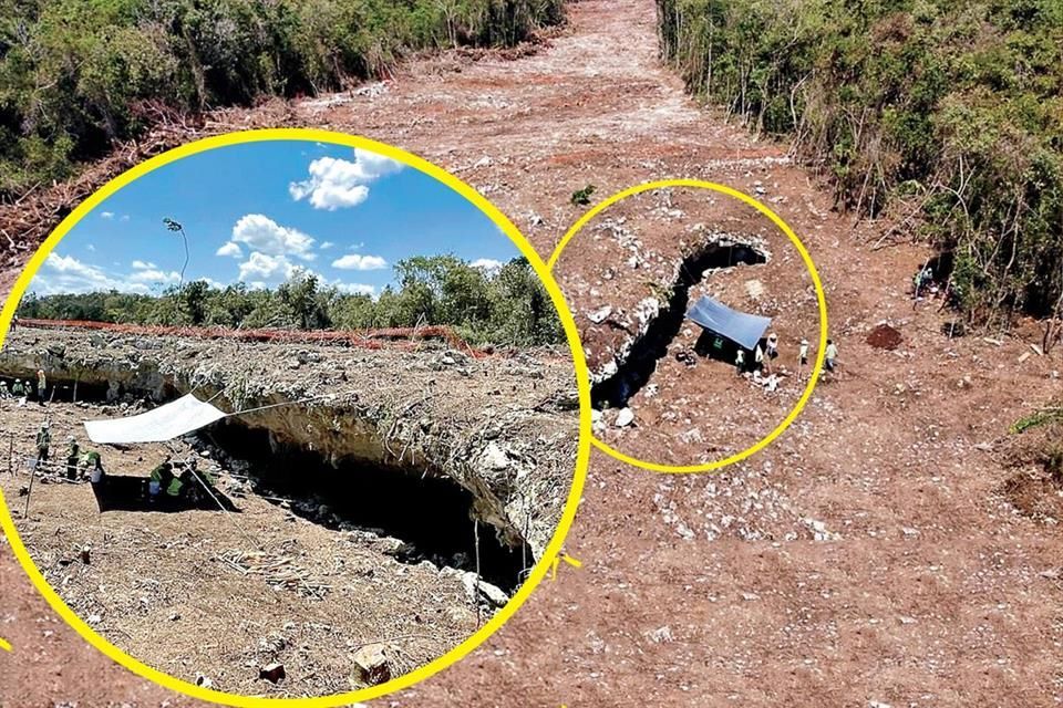 Aparece socavón en Tren Maya
