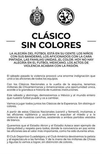 Pugnan América y Chivas por un Clásico sin colores