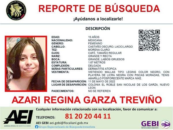 Ayúdanos a encontrar a Azari Regina