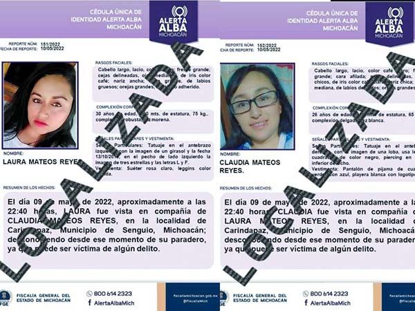 Hallan sin vida en el Edomex a 2 hermanas raptadas en Michoacán