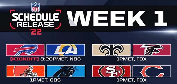 Anuncian rol de juegos de la Semana 1 de la NFL