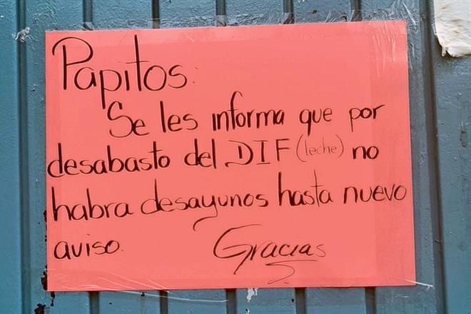 Suspenden entrega de desayunos escolares del DIF