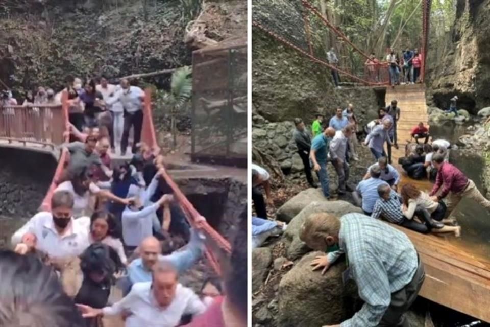 Caen Edil de Cuernavaca y acompañantes de puente colgante (VIDEO)