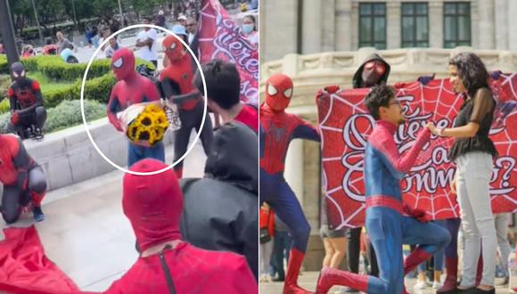 En multiverso de Spider-man, joven le pide matrimonio a su novia en Bellas Artes; video se hace viral