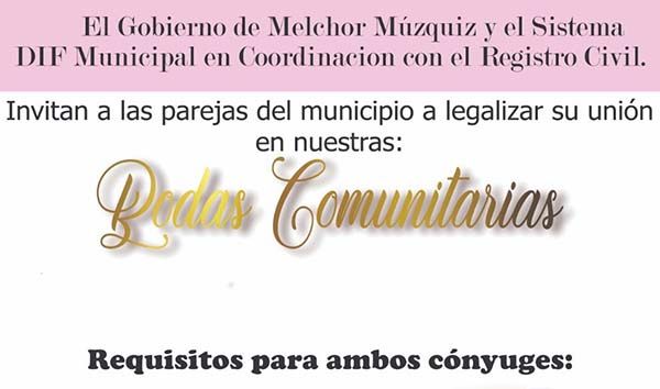 Vigente programa de Bodas Comunitarias