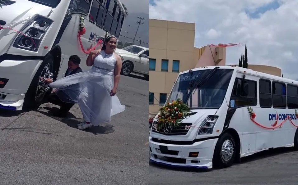 ¡Que viva el amor! Pareja en Saltillo se vuelve viral por usar camión para su boda