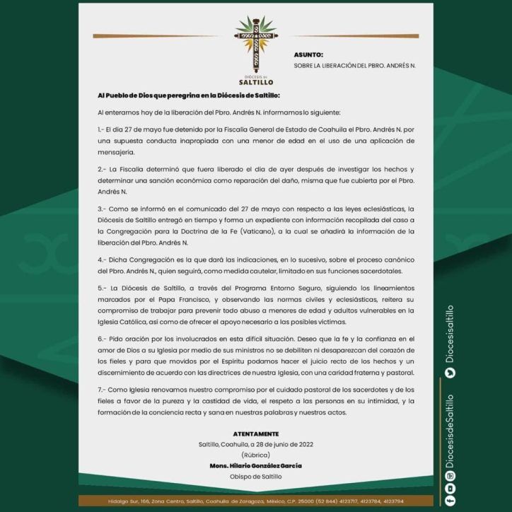 Definirá Vaticano permanencia del padre Andrés